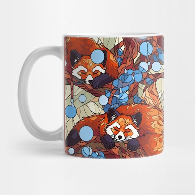 Two cute sleeping red pandas pattern by etherElric